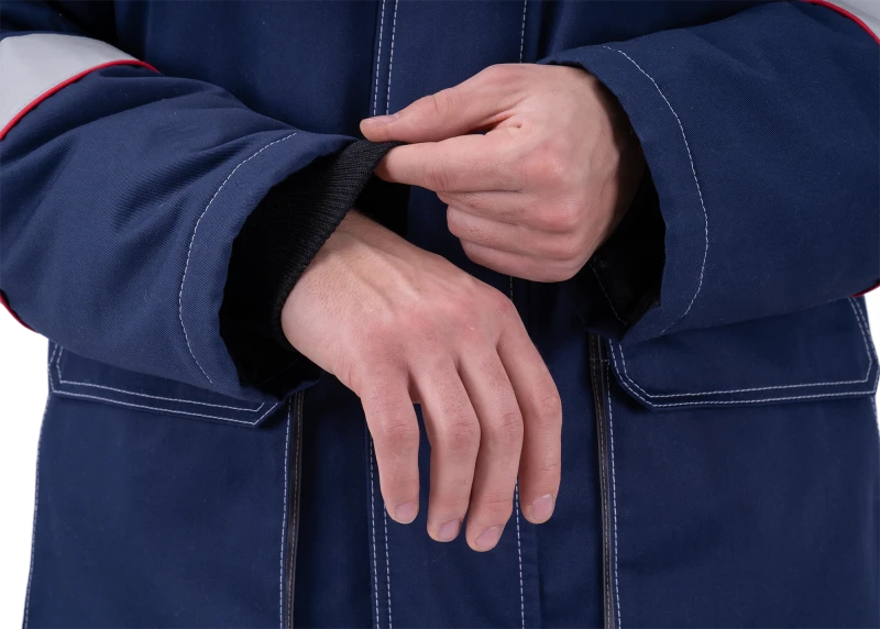 Костюм мужской НАДЫМ от пониженных температур воздуха и ветра, механических воздействий и ОПЗ (куртка, полукомбинезон), темно-синий/серый Кос 694