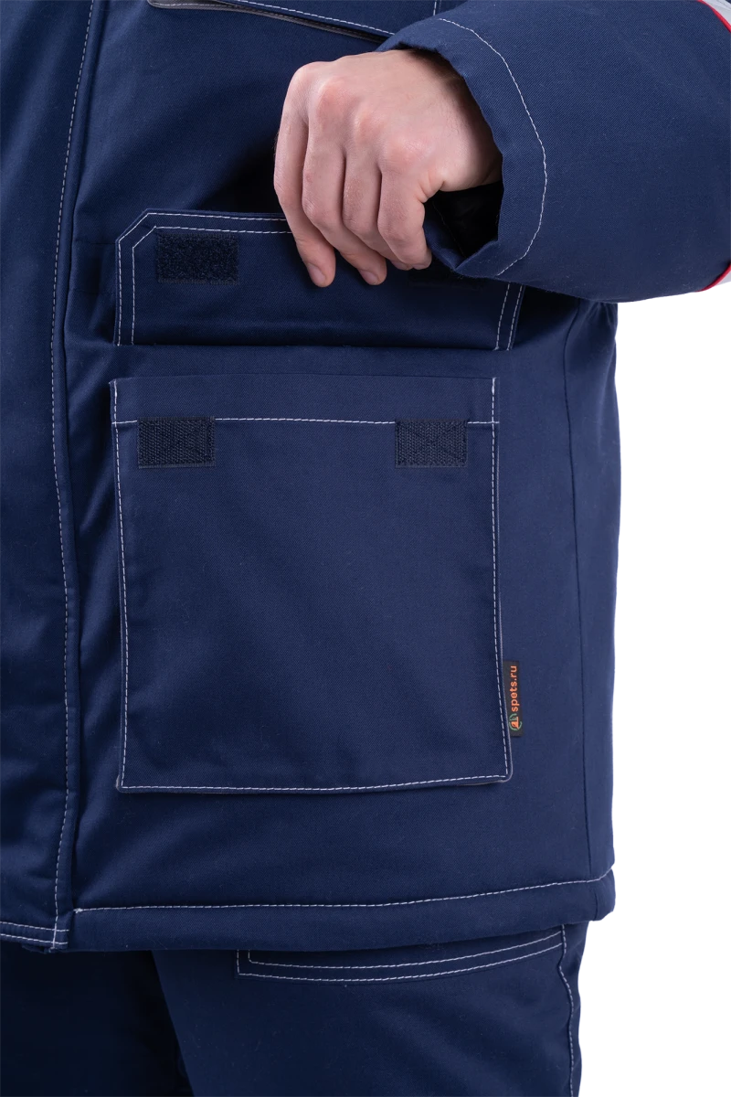 Костюм мужской НАДЫМ от пониженных температур воздуха и ветра, механических воздействий и ОПЗ (куртка, полукомбинезон), темно-синий/серый Кос 694