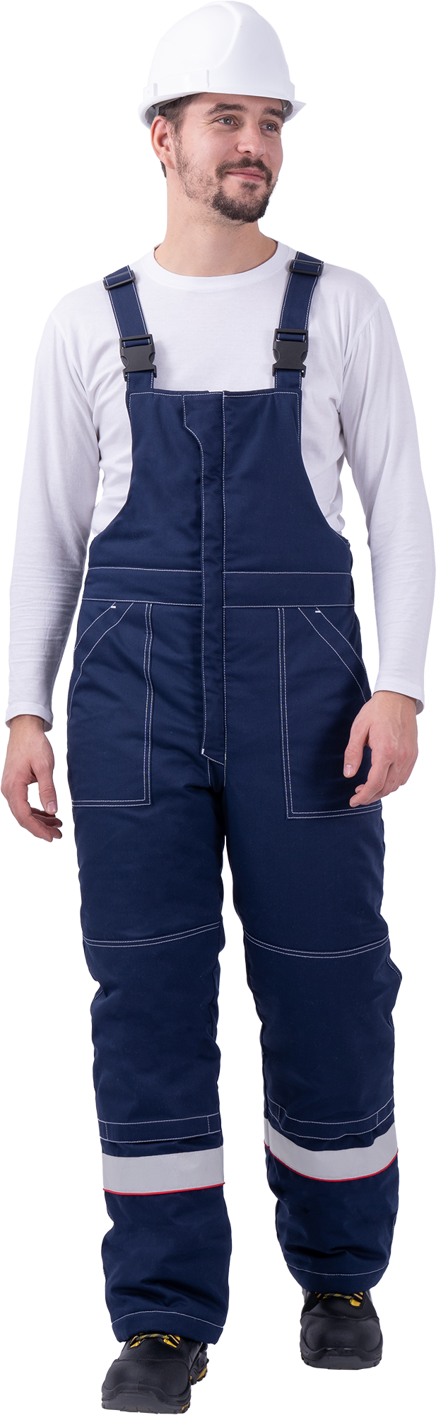 Костюм мужской НАДЫМ от пониженных температур воздуха и ветра, механических воздействий и ОПЗ (куртка, полукомбинезон), темно-синий/серый Кос 694