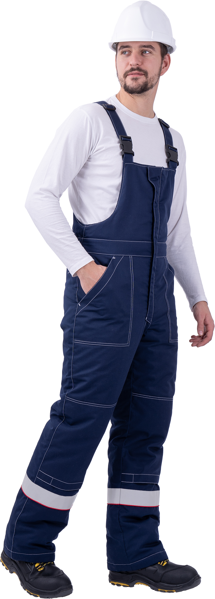 Костюм мужской НАДЫМ от пониженных температур воздуха и ветра, механических воздействий и ОПЗ (куртка, полукомбинезон), темно-синий/серый Кос 694