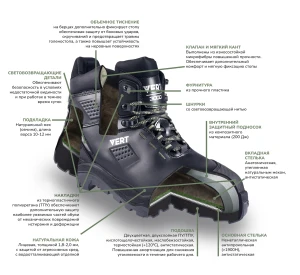 Ботинки VERT (VERT 3002) с КП и КС нат.мех, кожаные ПУ/ТПУ