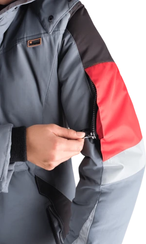 Куртка женская ХАЙ-ТЕК от пониженных температур воздуха и ветра, механических воздействий и ОПЗ, серый/красный/черный Кур 669