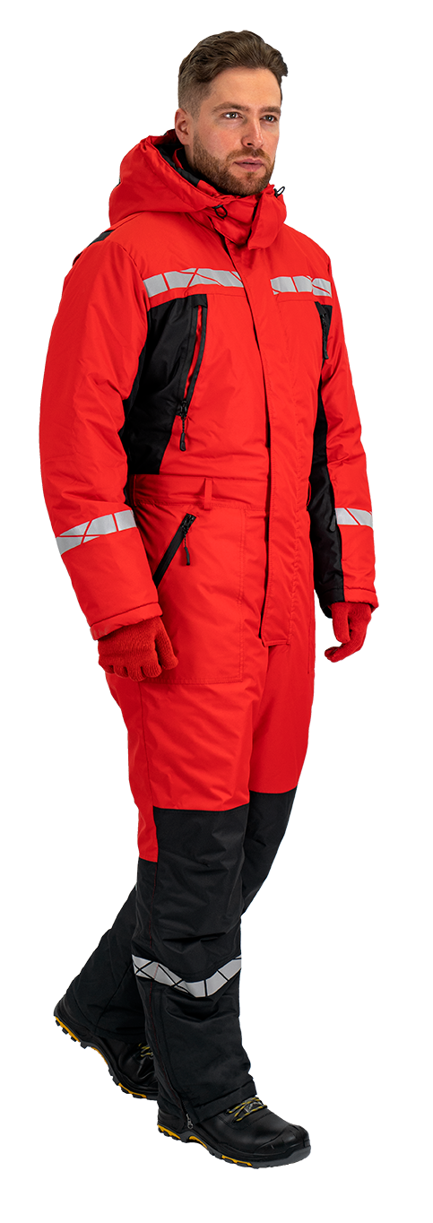 Комбинезон мужской ПИЛОТ от пониженных температур, механических воздействи и ОПЗ, цв. красный-черный Ком 019
