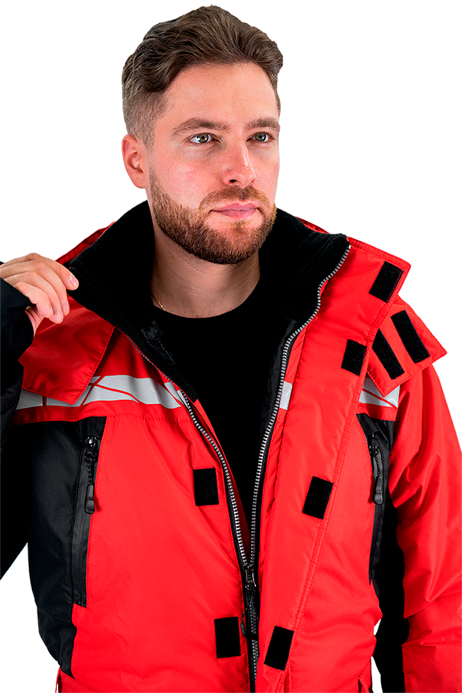 Комбинезон мужской ПИЛОТ от пониженных температур, механических воздействи и ОПЗ, цв. красный-черный Ком 019
