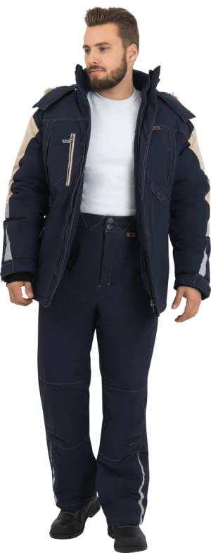 Брюки мужские ХАЙ-ТЕК от пониженных температур воздуха и ветра, механических воздействий и ОПЗ, синий Брю 603