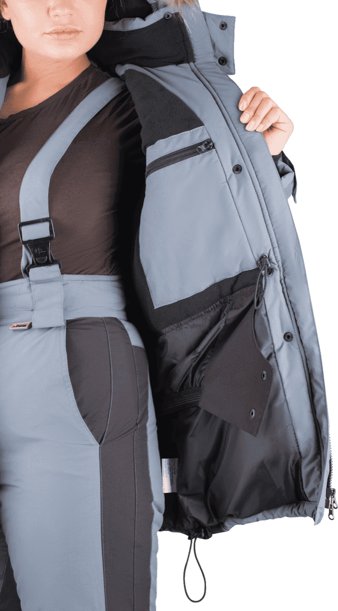 Брюки женские ХАЙ-ТЕК от пониженных температур воздуха и ветра, механических воздействий и ОПЗ, серый/черный Брю 623