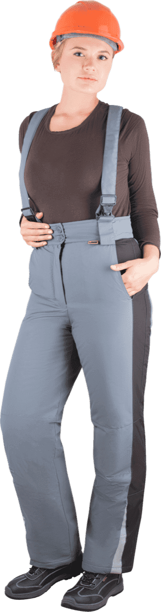 Брюки женские ХАЙ-ТЕК от пониженных температур воздуха и ветра, механических воздействий и ОПЗ, серый/черный Брю 623