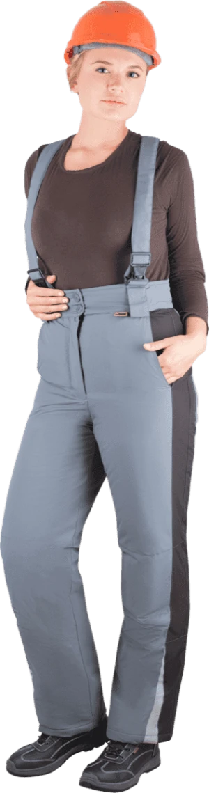 Брюки женские ХАЙ-ТЕК от пониженных температур воздуха и ветра, механических воздействий и ОПЗ, серый/черный Брю 623