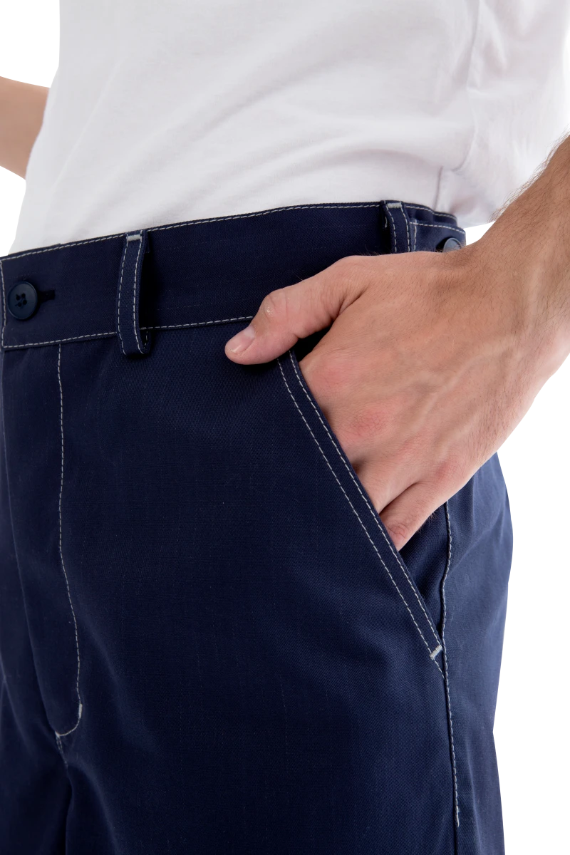 Костюм мужской МЕГАСТАТОЙЛ от нефтепродуктов, кратковременного воздействия пламени, статического электричества, темно-синий/серый/оранж Кос 907