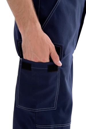 Костюм мужской МЕГАСТАТОЙЛ  от нефтепродуктов, кратковременного воздействия пламени, статического электричества, темно-синий/серый/оранж Кос 907