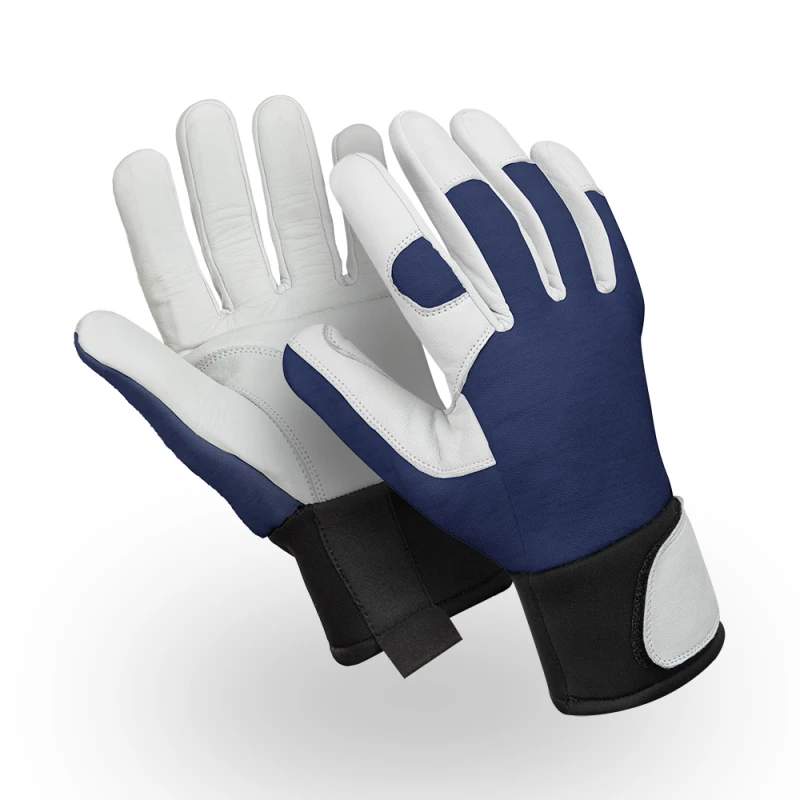 Перчатки ВИБЛОК (VG-572), полиэфир, кожа, VibraGel®, Velcro®, цвет сине-белый Пер 750